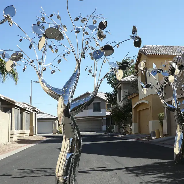 Large public Stainless steel Tree sculpture for city decoration