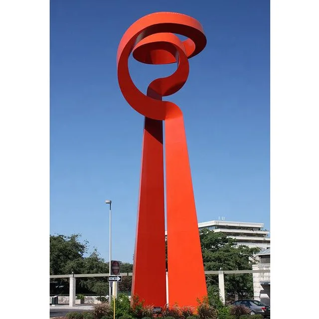 Large Red Painted Metal Stainless Steel Outdoor Modern Art Sculptures
