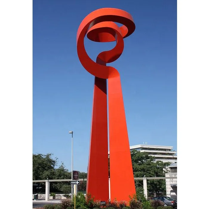 Large Red Painted Metal Stainless Steel Outdoor Modern Art Sculptures