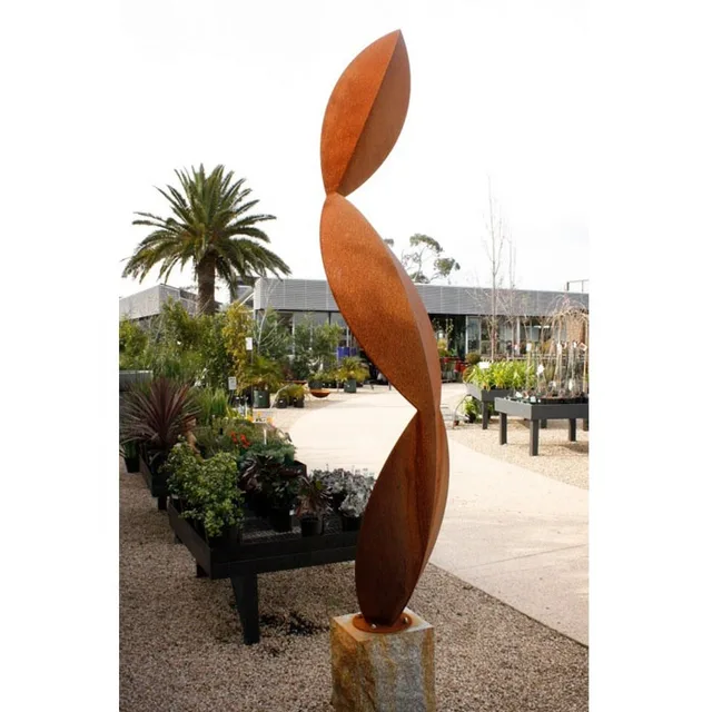 Large Rusty Metal Garden Corten Steel Sculpture in close view