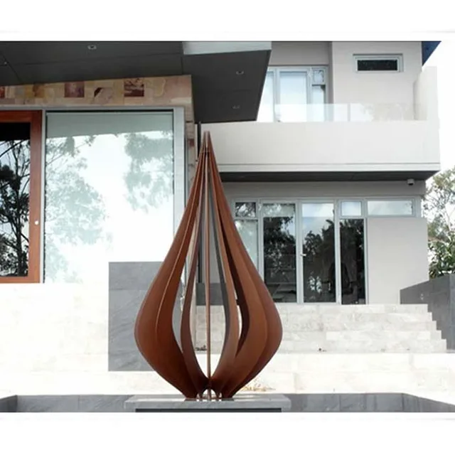 Large Rusty Metal Garden Corten Steel Sculpture seen from another angle
