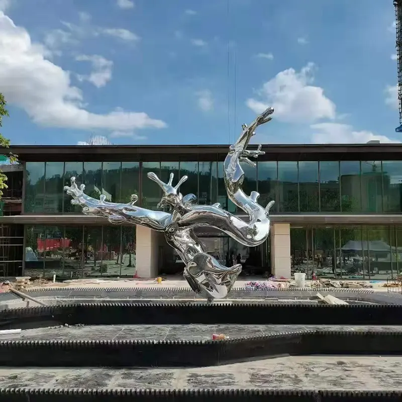 Large-scale outdoor Abstract landscape waterscape sculpture stainless steel spray sculpture