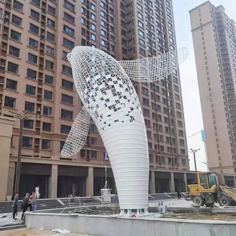Large scale outdoor garden Courtyard Stainless steel Whale sculpture