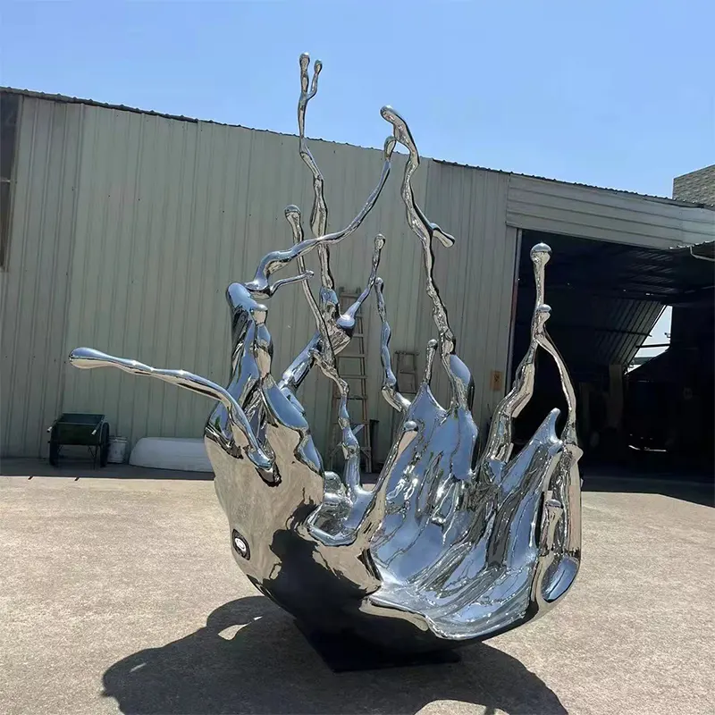 Large-scale outdoor landscape waterscape sculpture stainless steel spray sculpture