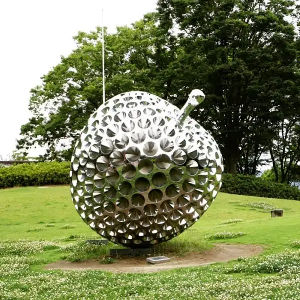 Large size modern stainless steel art apple statue for garden decoration