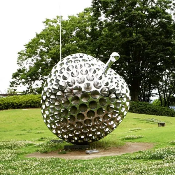 Large size modern stainless steel art apple statue for garden decoration