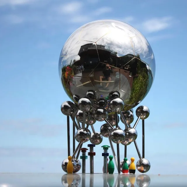 Stainless Steel Mirror Polished Large Outdoor Sculpture seen from another angle