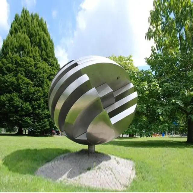 Large Free Standing Outdoor Stainless Steel Abstract Sculptures seen from another angle
