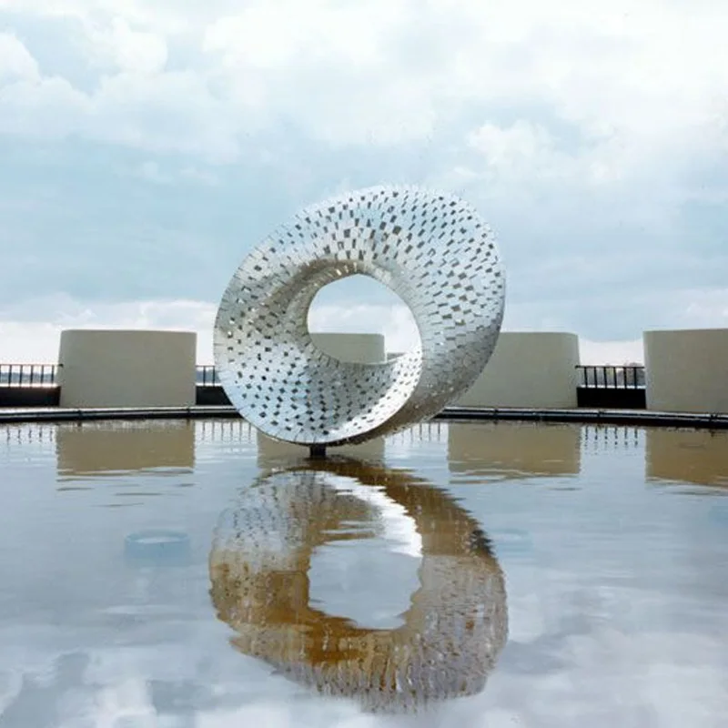Polished Stainless Steel Water Garden Fountain Features Sculpture