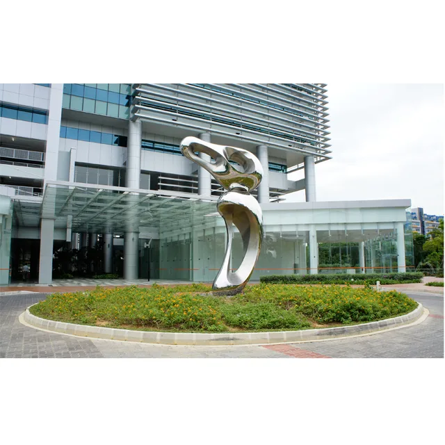 320cm Modern Art Stainless Steel Outdoor Yinyang Sculpture shown in its setting