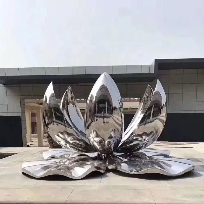 Large Stainless Steel Outdoor Metal Lotus Flower Sculpture