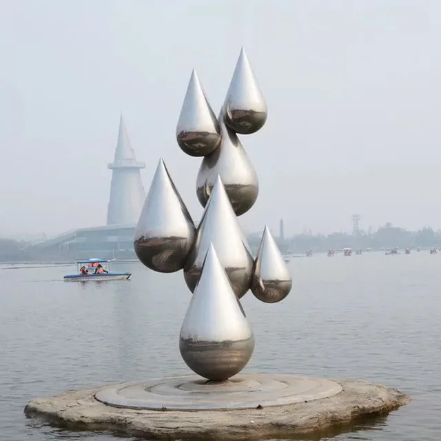 Large Water Drop Modern Stainless Steel Outdoor Sculpture
