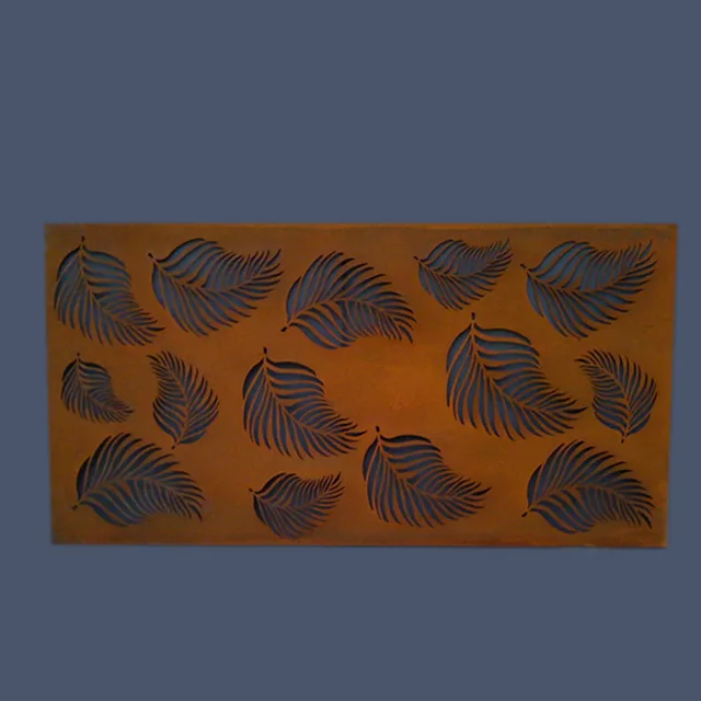 Leaves modern art panel sculpture wall screen corten steel for garden decor