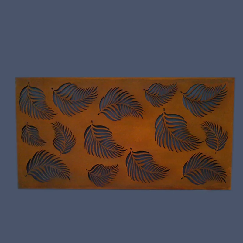 Leaves modern art panel sculpture wall screen corten steel for garden decor
