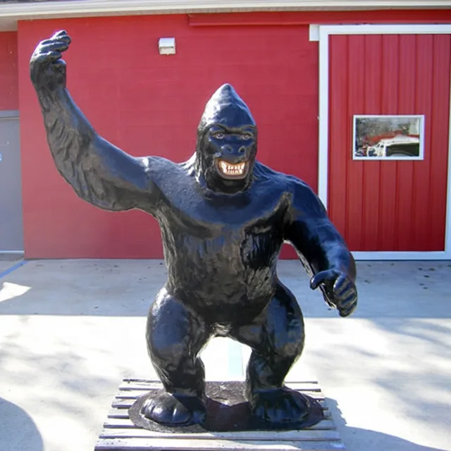 Life Size Antique Bronze Fiberglass Gorilla Statue seen from another angle