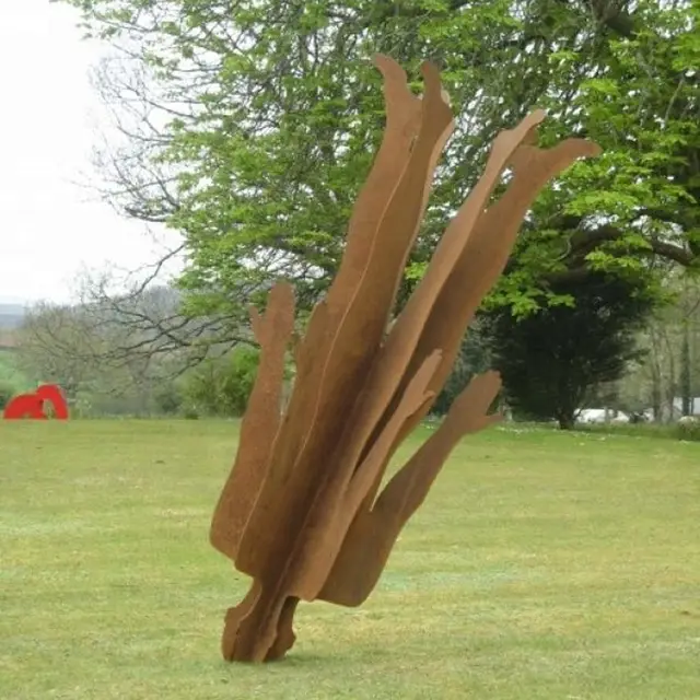 Life Size Corten Steel Rusty Figure Garden Metal Sculpture