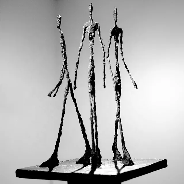 Life Size Three Walking Man Abstract Bronze Giacometti Sculpture