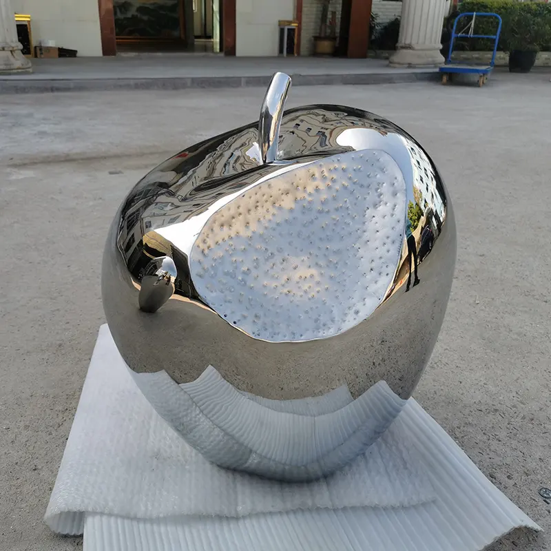 High-end household decorations indoor metal sculpture stainless steel apple sculpture