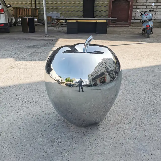 Luxurious hotel office building interior decoration metal sculpture stainless steel apple sculpture