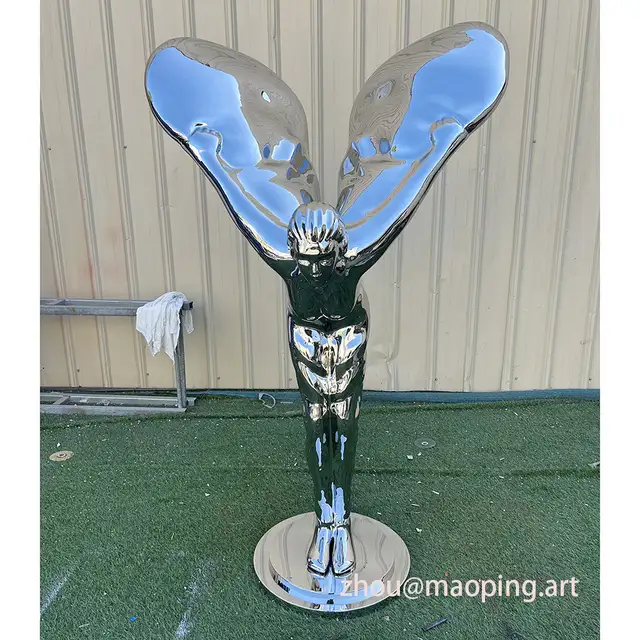 Luxury indoor hotel decorative art stainless steel sculpture from the side