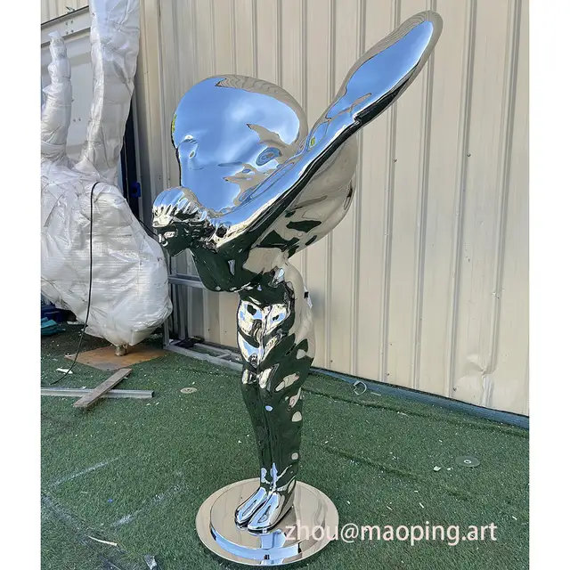 Luxury indoor hotel decorative art stainless steel sculpture seen from another angle