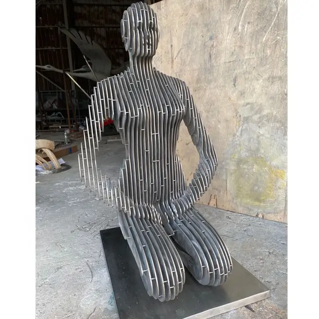 Interior decorations metal statues stainless steel women sculptures shown in its setting