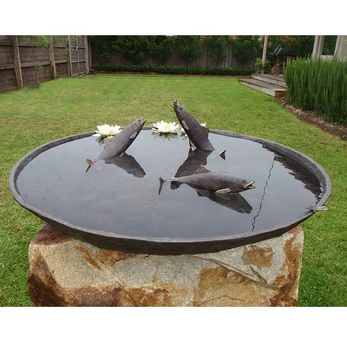 Metal Bath Bowl Garden Bronze Fish Sculpture