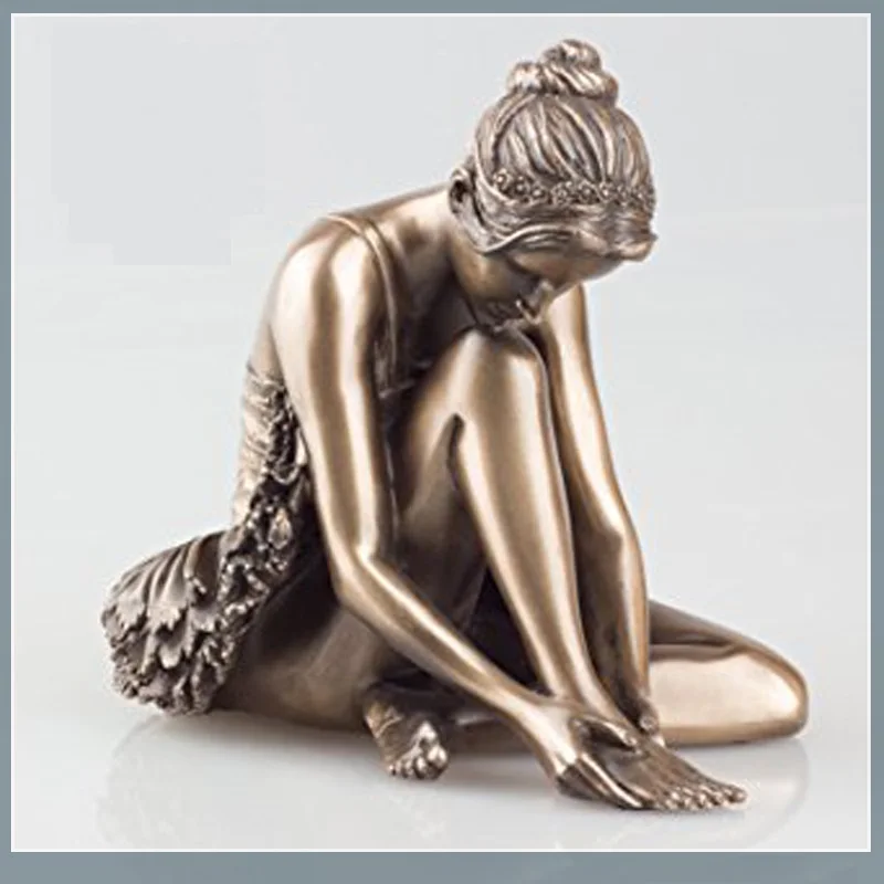 Metal Bronze Sitting Ballet Dancer Statues