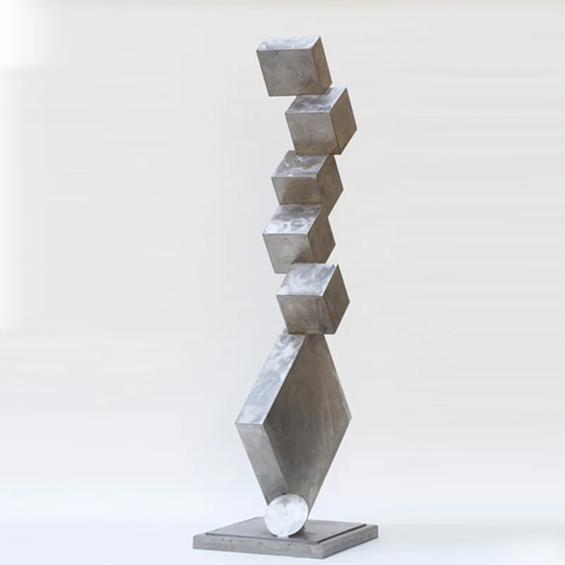 Metal Decorative Stainless Steel Cube Sculpture For Garden Decor