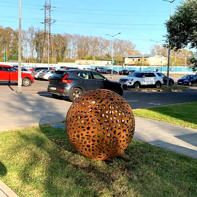 2000mm outdoor park square corten steel sphere