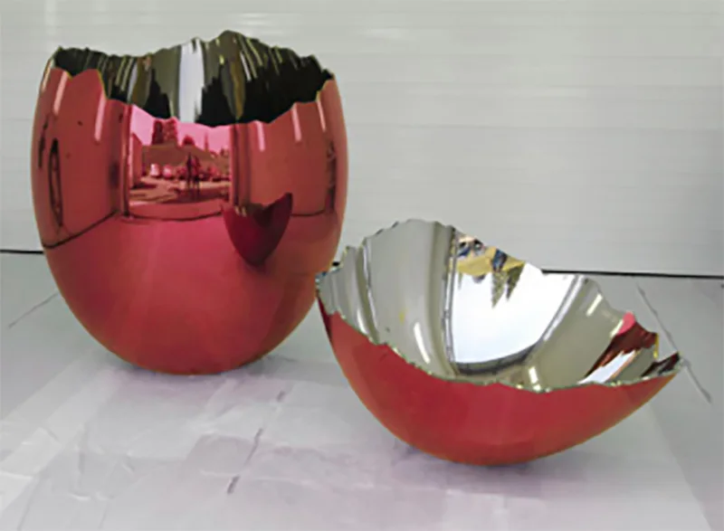 Metal Modern Art Red Stainless Steel Egg Sculpture