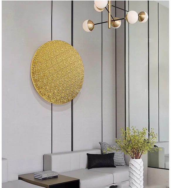 Water Pattern Concave Mirror Metal Painting shown in its setting