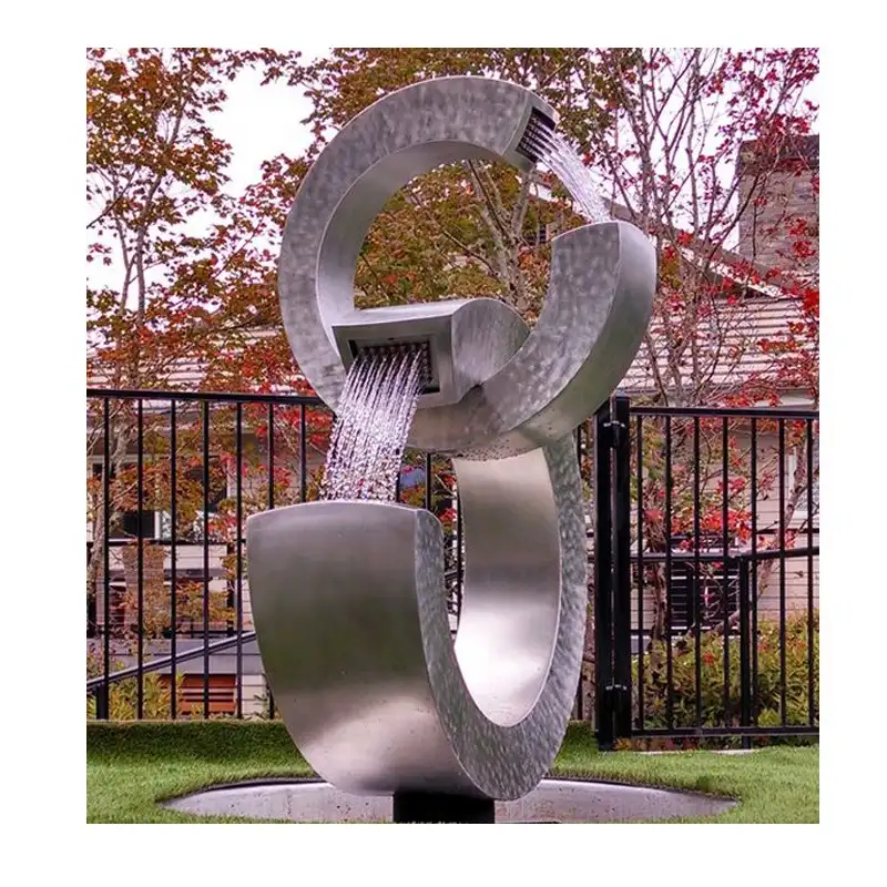 Metal Stainless Steel Outdoor Modern 2C Water Fountain Sculpture