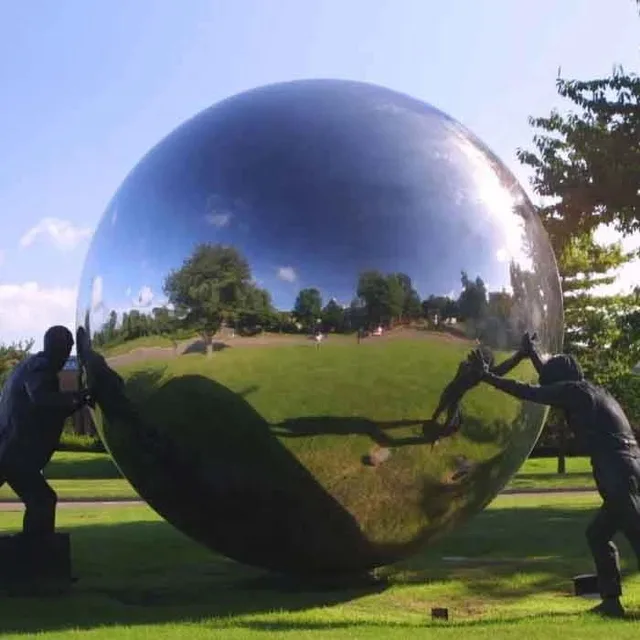 Stainless steel hollow metal sphere from the side
