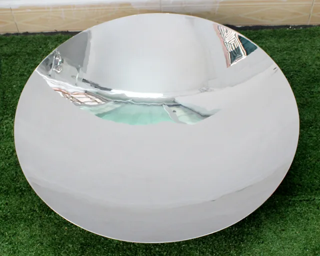 Red Concave Mirror Sculpture at the Metropolitan Museum of Art–Electroplated concave mirror