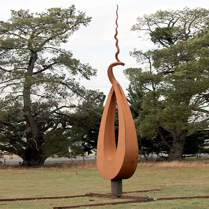 Modern abstract garden corten steel sculpture