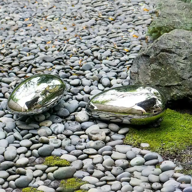 Modern Abstract Pebbles Stainless Steel Outdoor Sculpture