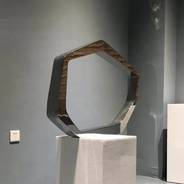 Polished Modern Stainless Steel Metal Sculpture seen from another angle