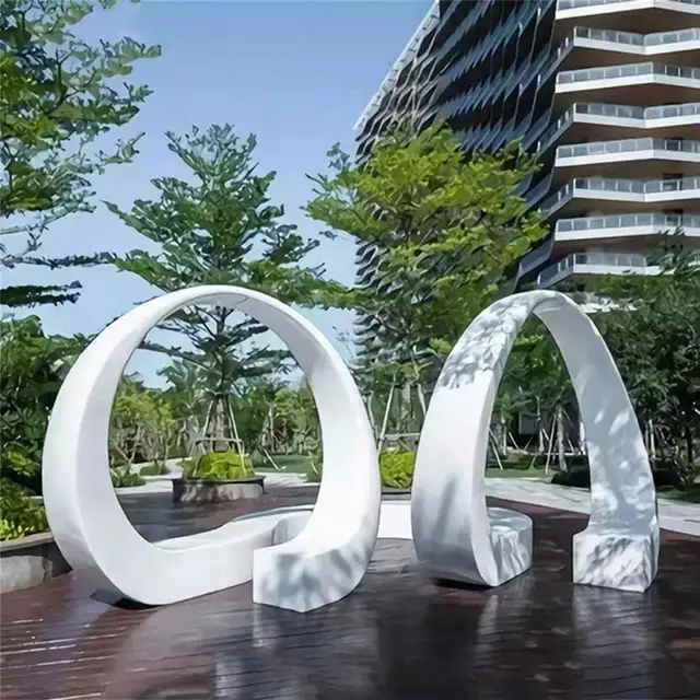 Modern art sculpture stainless steel bench design