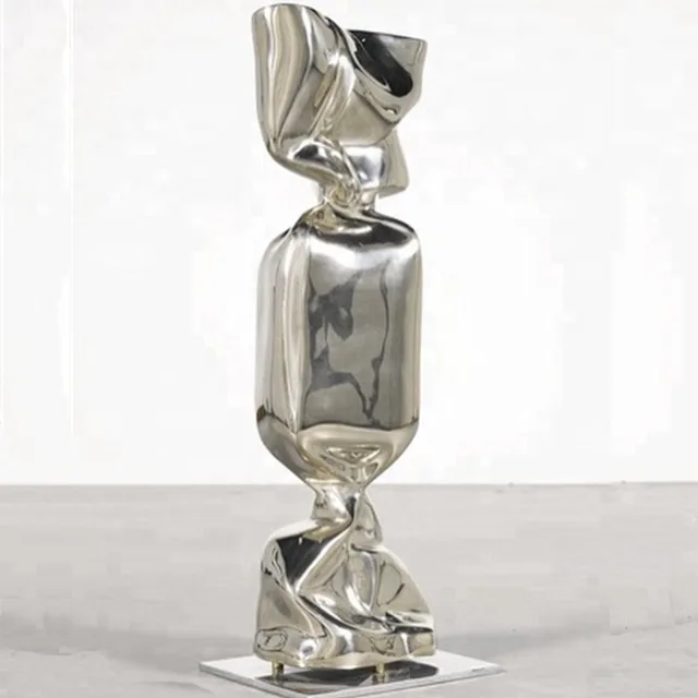 Modern Commercial Decoration Giant Stainless Steel Candy Sculpture from the side