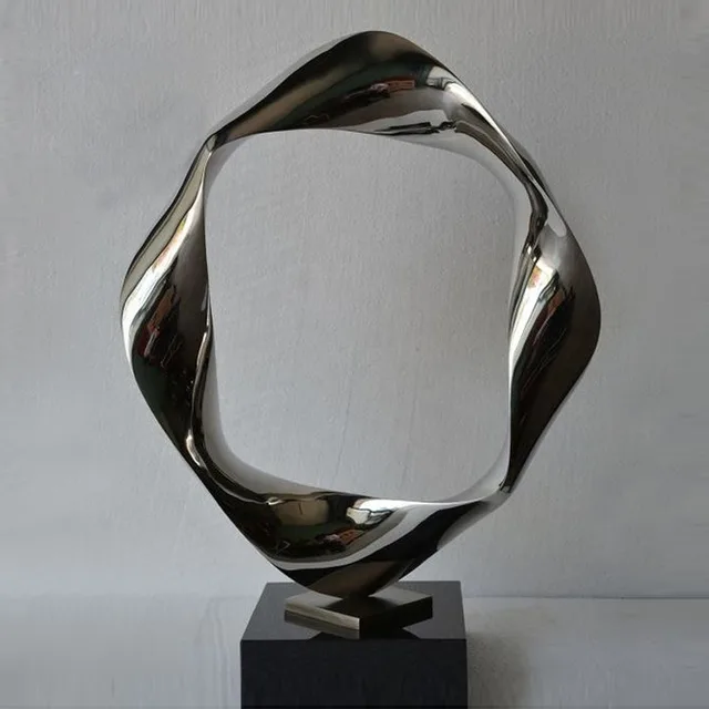 Abstract Modern Metal Art Stainless Steel Garden Sculpture from the side