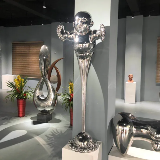 Large Polished Garden Stainless Steel Ant Sculpture in close view