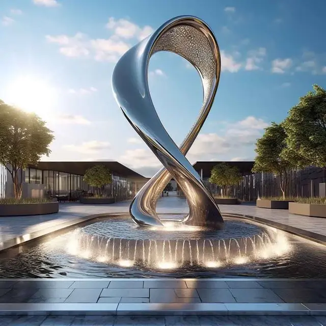 Modern water drop stainless steel fountain sculpture