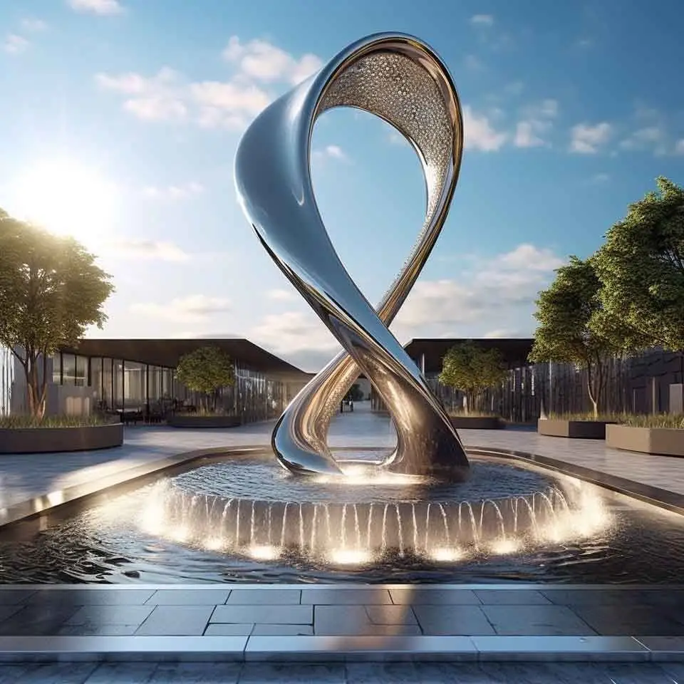 Modern water drop stainless steel fountain sculpture