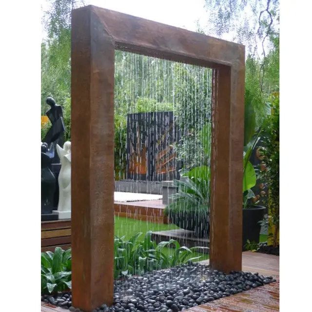 Modern Garden Outdoor Fountain Corten Steel Watergate sculpture