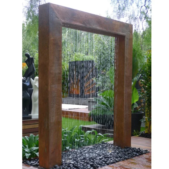 Modern Garden Outdoor Fountain Corten Steel Watergate sculpture