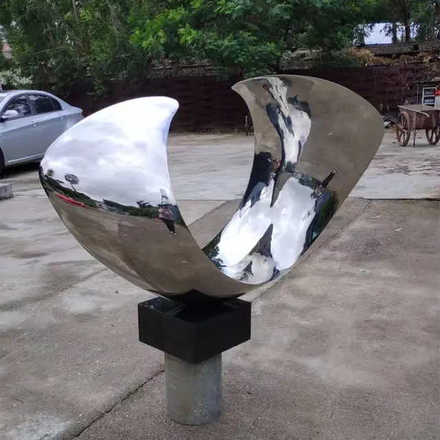 Modern Metal Art Stainless Steel Sculpture seen from another angle