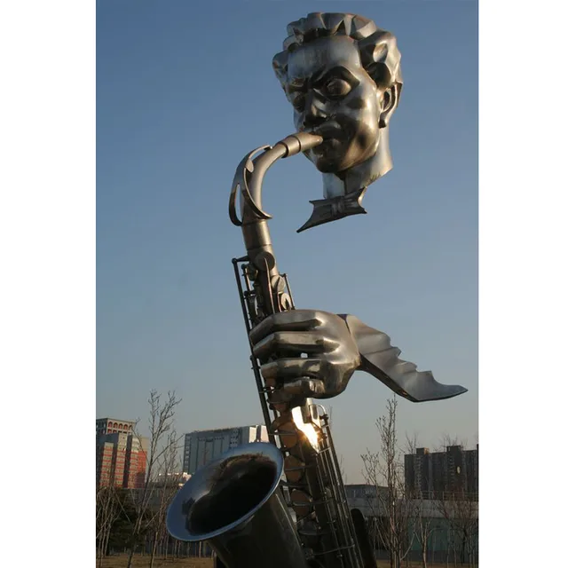 Modern Large Outdoor Bronze Musician Sculpture