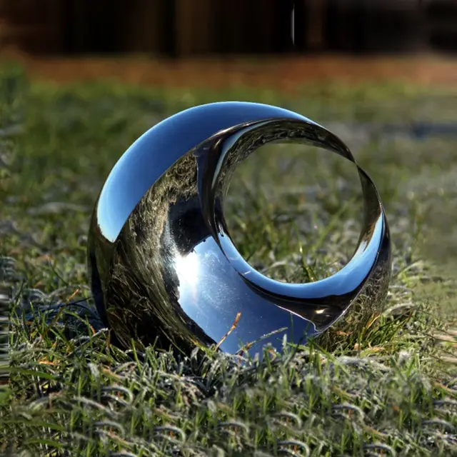 Modern Metal Art Moon Sculpture Stainless Steel Sculpture seen from another angle