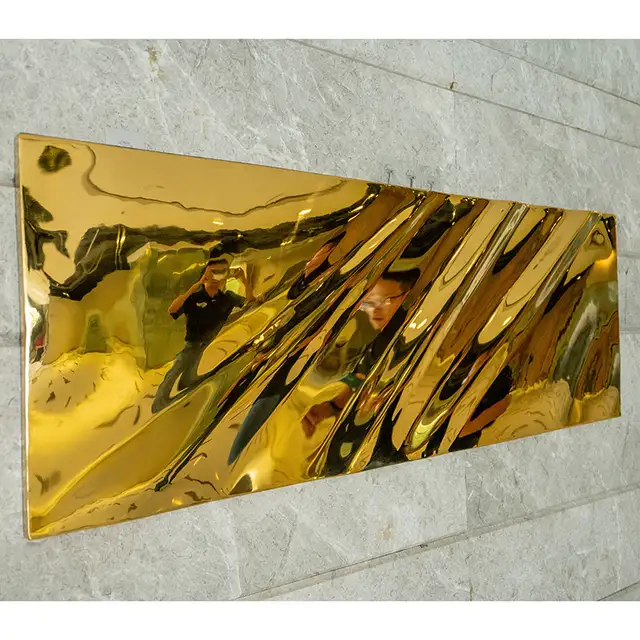 Modern metal home decoration stainless steel wall sculpture in close view